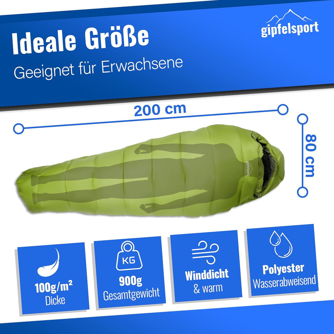 Gipfelsport Ultraleicht Schlafsack 4 Jahreszeiten [-20°C bis 15°C] Ultralight Sleeping Bag | Ultrale