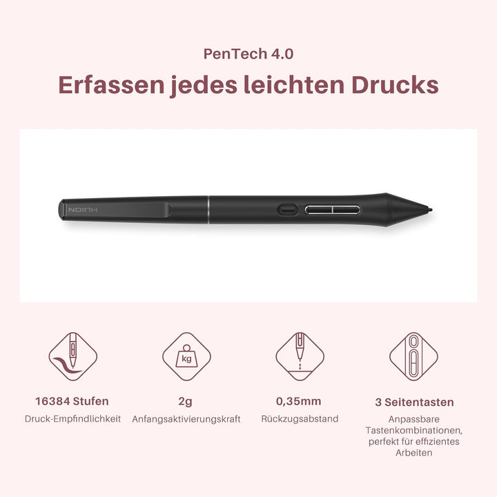 HUION Kamvas 13 (Gen 3) Grafiktablett mit Display, 13,3-Zoll-Zeichenmonitor aus Canvas-Glas, 99% sRG