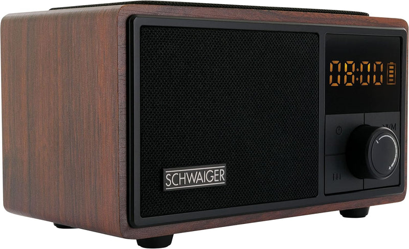 SCHWAIGER 715729 Analoger Radiowecker QI Ladestation UKW FM Bluetooth Lautsprecher Musikbox Radio AU