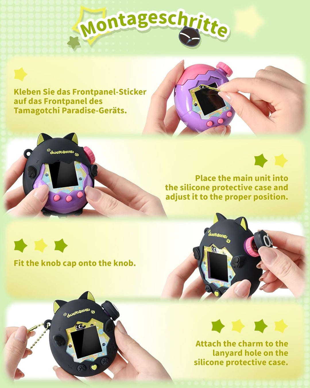GeekShare Silikon-Hülle Kompatibel mit Tamagotchi Paradise, Weiche Schutzhülle, Button Caps, Perlenk