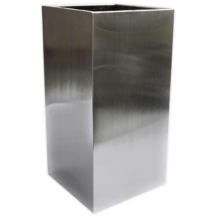 Köhko® Designer-Pflanzkübel aus Edelstahl Viva 45x45x80 cm | matt gebürsteter Blumengefäss eckig &amp; g