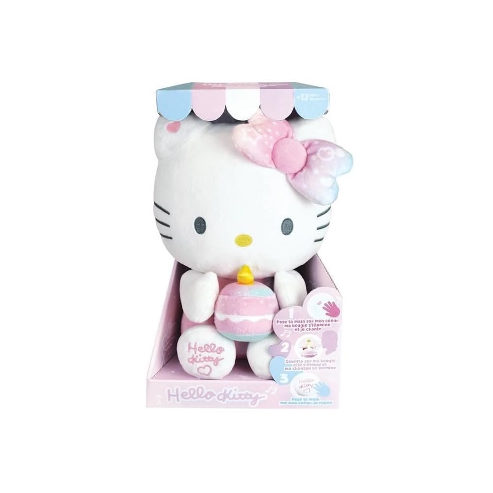 Jemini 024404 Hello Kitty Plüschtier, interaktiv, Geburtstag, +/- 26 cm (Lied, Kerze und Lachen)