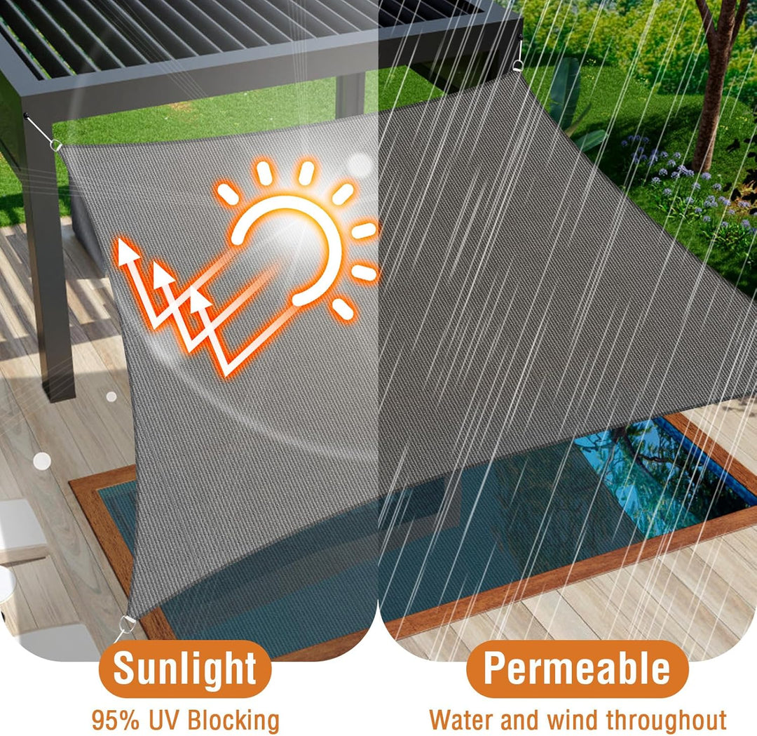Duerer Sonnensegel 3x4m Rechteckig Sonnenschutz Garten Balkon und Terrasse, 95% UV Schutz, 185g/m² h
