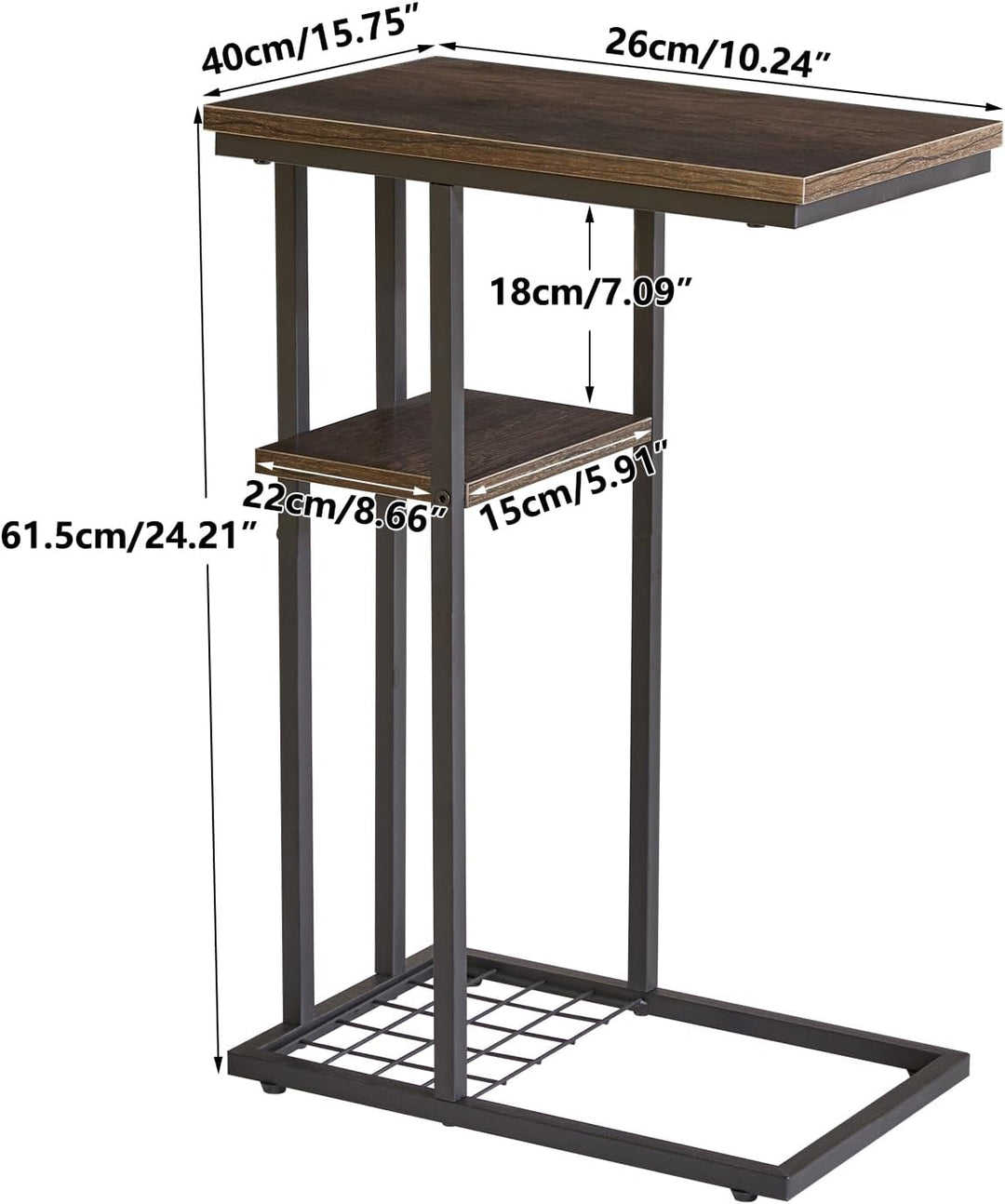 YMYNY Beistelltisch Kaffeetisch C-Form, Eleganter Kleiner Sofatisch, Industrie-Design, Sofatisch 40