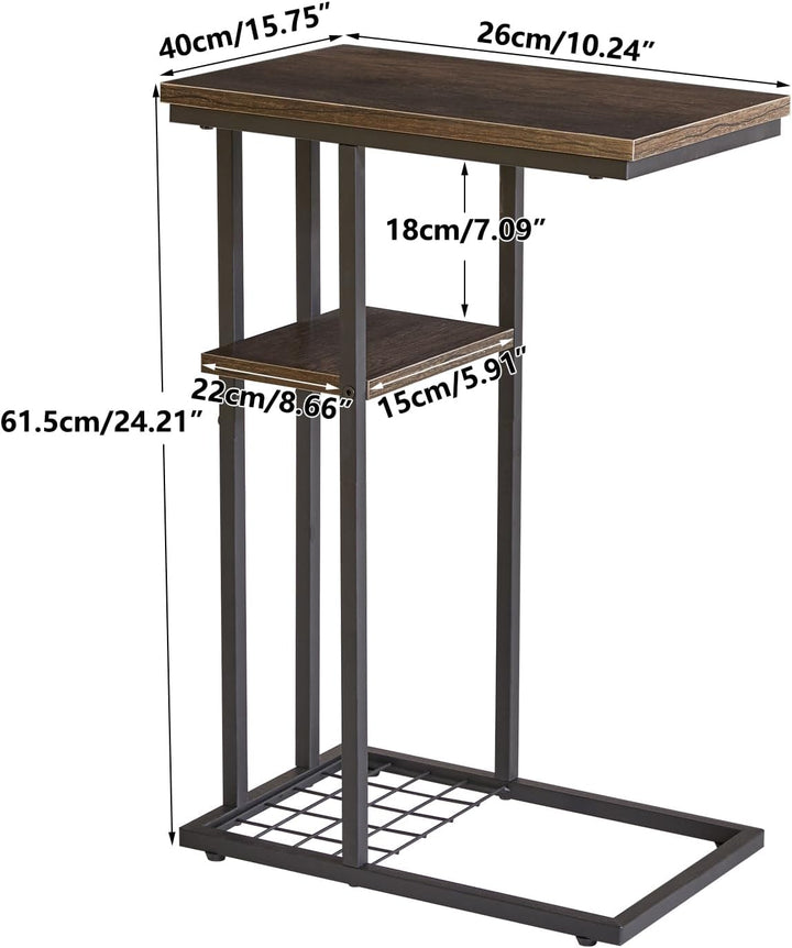YMYNY Beistelltisch Kaffeetisch C-Form, Eleganter Kleiner Sofatisch, Industrie-Design, Sofatisch 40