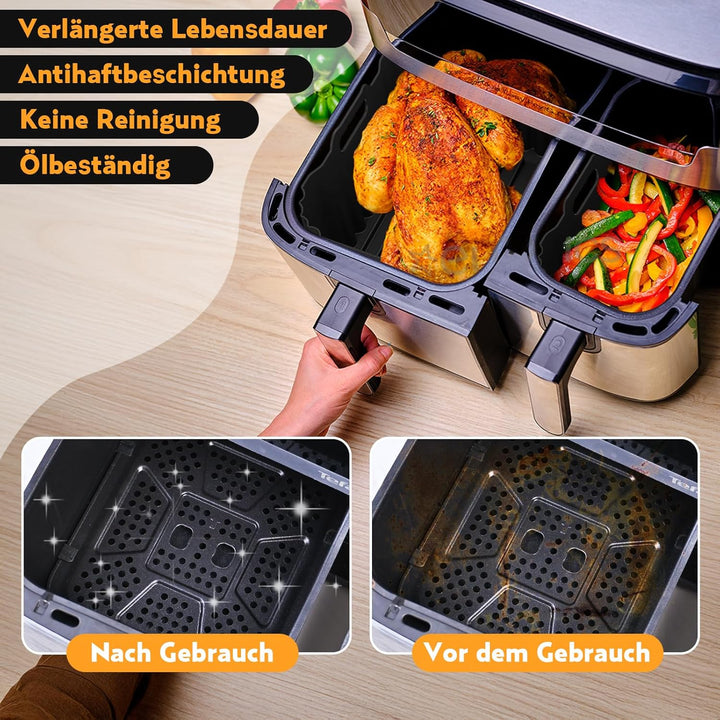 Heissluftfritteuse Zubehör für Tefal Dual Easy Fry XXL 11L(6,5L/4,5L), Silikonform Airfryer Zubehör