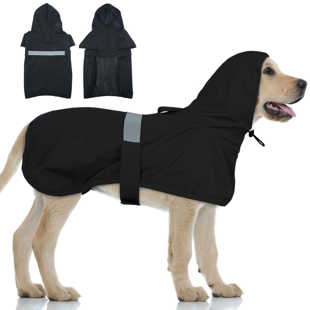 Lelepet Hund Regenmantel, wasserdichte Regenjacke für Grosse Hunde, Hunderegenmantel mit Reflektiere