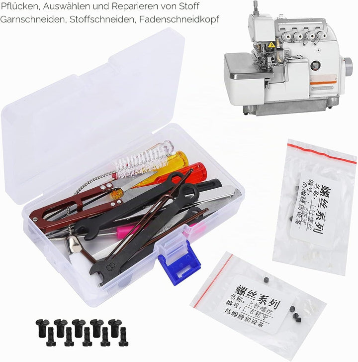 Shanrya Overlock-Nähmaschinen-Werkzeugset, Bürstenschrauben, Kreuzschlitz-/Schlitzschraubendreher, O