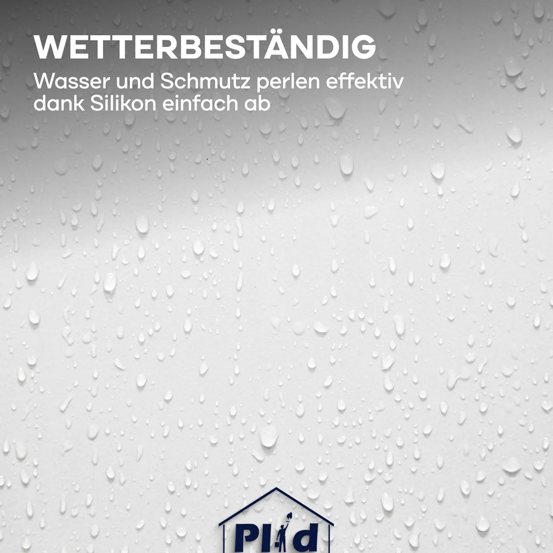 Plid® Silikon Fassadenfarbe Weiss Aussen matt 2,5L - für Beton, Mauerwerk, Kellerwand, Fassade & Soc