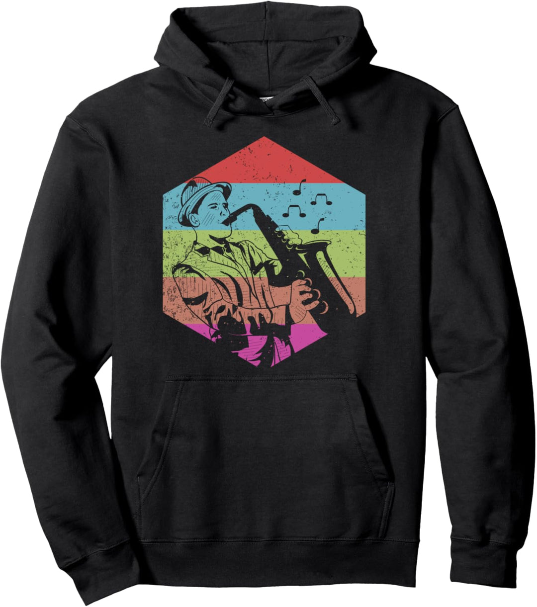 Retro Jazz Musiker Geschenk Saxophon Pullover Hoodie