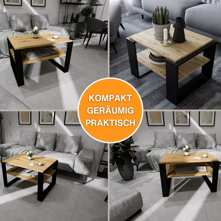 CraftPAK Wohnzimmer Tisch für Couch aus hochwertigem Holzwerkstoff, Stabiler & moderner Couchtisch m