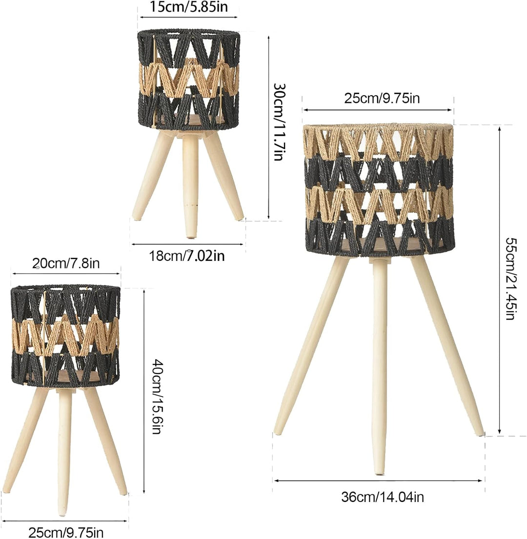 Tissting Pflanzenständer Imitation Rattan Blumenständer, 3er Set Holz Dreieck Blumenhocker Pflanzenh