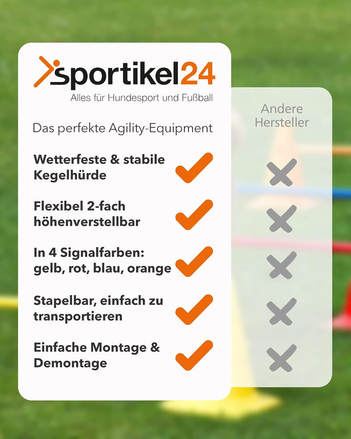 Kombi Kegel-Hürde 30 – 4er Set – Parcours-Hindernis für Agility-Training – Sprung- &amp; Slalom für Hund
