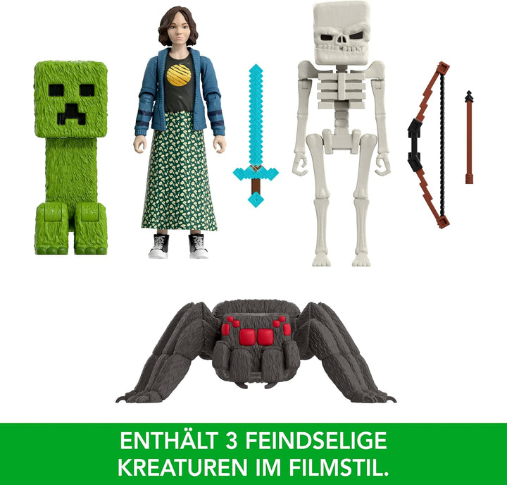Mattel Minecraft Geschichtenset mit 4 Actionfiguren und 3 Zubehörteilen, Begegnungen in der Oberwelt