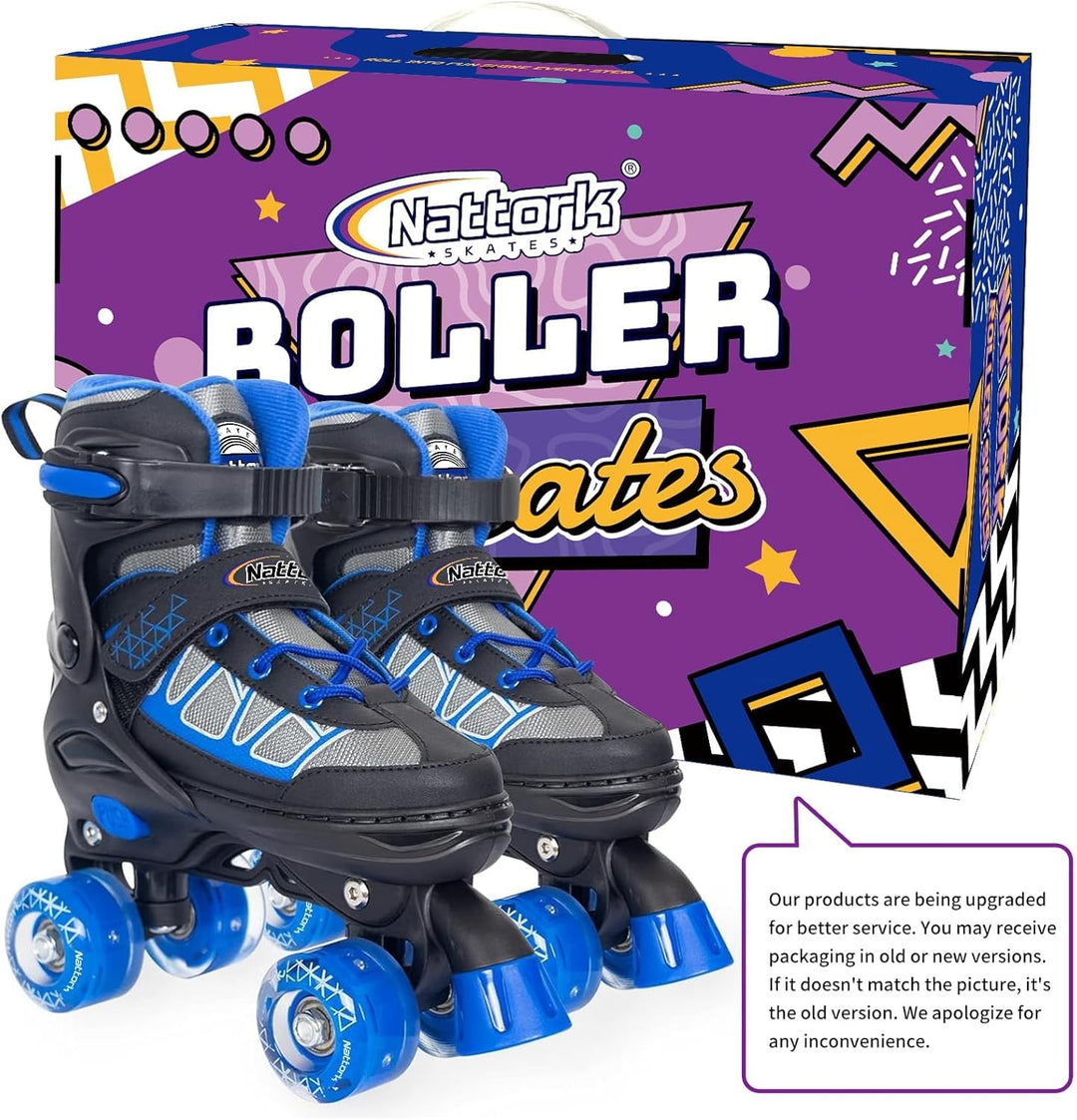 Nattork Kinder Rollschuhe für Mädchen, Jungen und Anfänger, 4 Grössen Verstellbare Rollschuhe mit Le