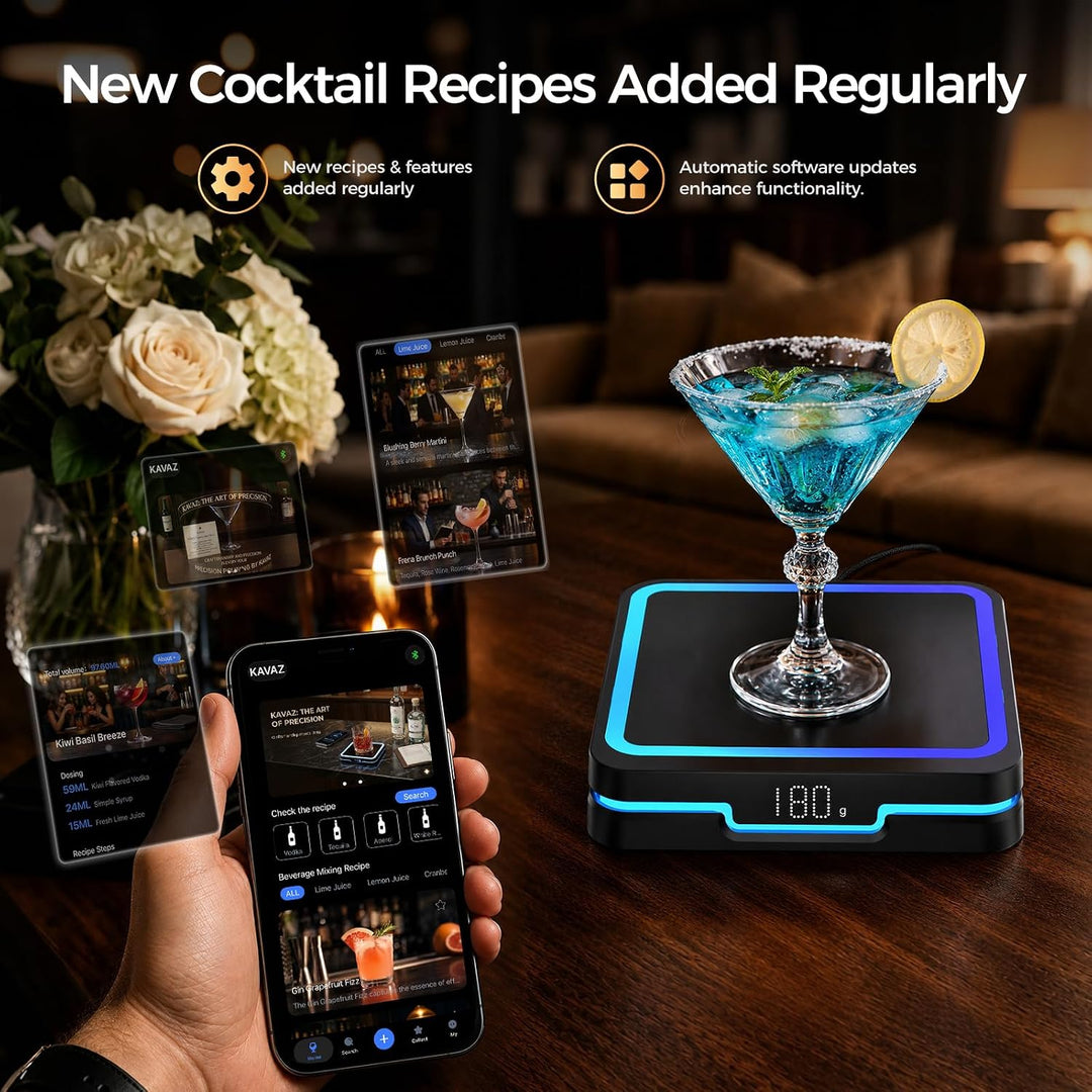 KAVAZ Smart Cocktail Maker mit App-Steuerung-LED-Ausgiesshilfe für perfekte Cocktails,Getränkemix-As