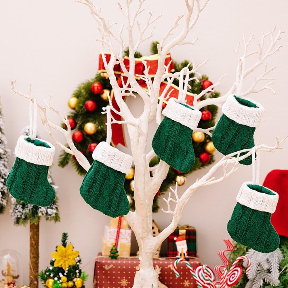 5 Stück Weihnachtssocken Zum Aufhängen, Mini-Strick-weihnachtsstrumpf, Weihnachtsmann-socken, Kamin-