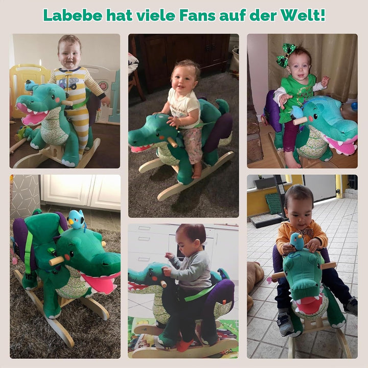 labebe - Wippe für Kinder, Holzpferd, Schaukelpferd für den Aussenbereich, Kinder, Schaukeltier für
