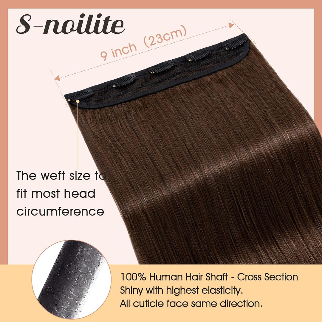 S-noilite Clip In Extensions Echthaar Mittelbraun Real human hair 1 pieces 5 clips Haarverlängerunge