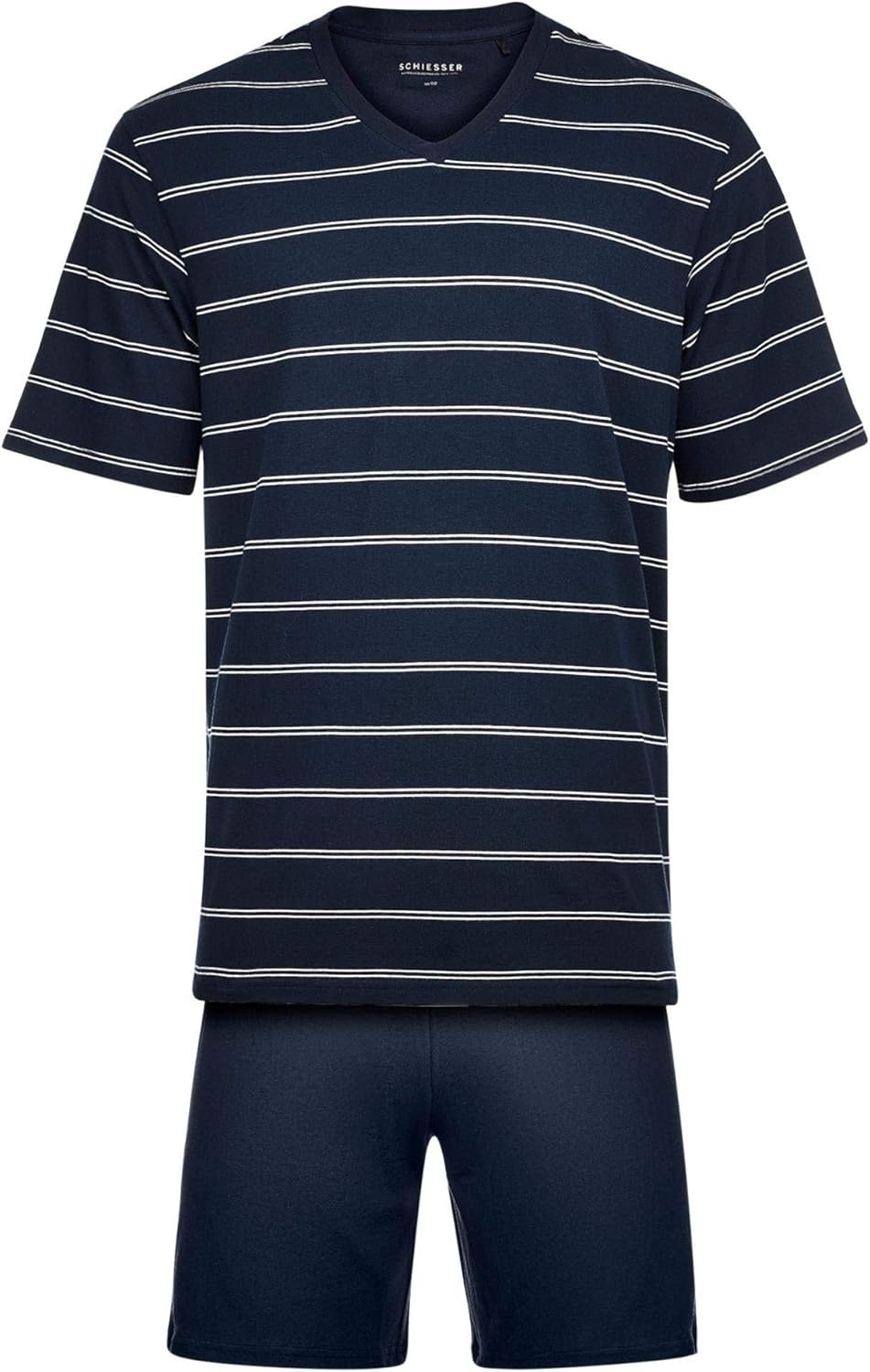 Schiesser Herren Schlafanzug kurz Rundhals - Nightwear Set M Dark Blue, M Dark Blue