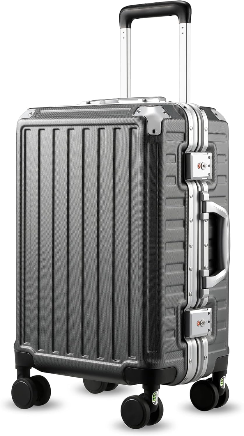 LUGGEX Koffer Trolleys ohne Reissverschluss Hartschalenkoffer Aluminiumrahmen Reisekoffer mit Rollen