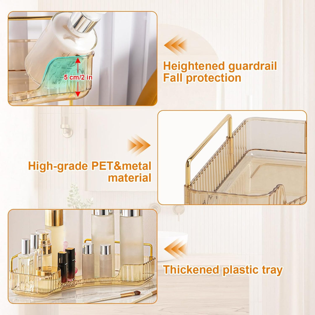 SHANNA Eckiger Make Up Kosmetik Organizer: Stapelbares Make-up-Regal mit grosser Kapazität, Badezimm