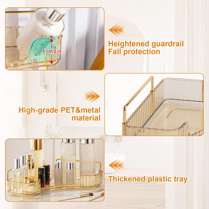 SHANNA Eckiger Make Up Kosmetik Organizer: Stapelbares Make-up-Regal mit grosser Kapazität, Badezimm