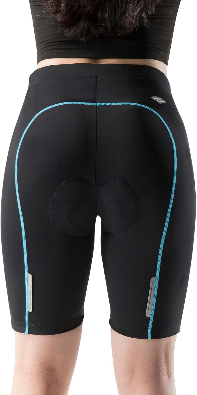 Santic Gepolsterte Kurz-Radlerhose für Damen mit 3D-Polstereinsatz Praktischer Seitentasche und UPF