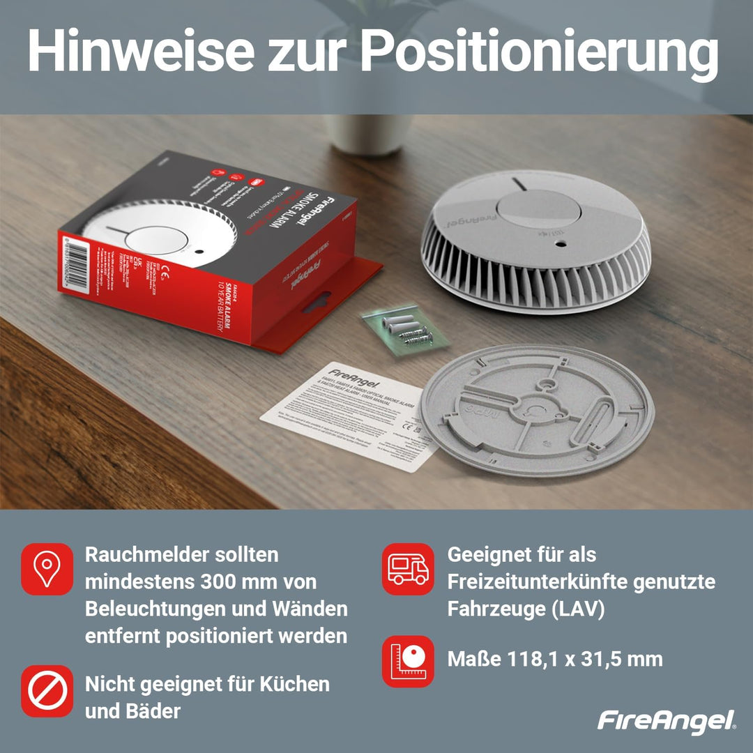 Fire Angel Optische Q-Label Rauchmelder mit 10-Jahres-Batterie, FA6120-INT-T2 (ST-622 / ST-620 Ersat