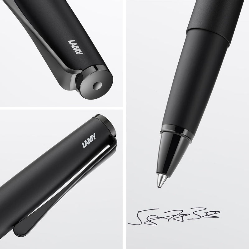 Lamy studio Lx Tintenroller 366 Rollpen aus rostfreiem Edelstahl in schwarzem Softlack-Finish M 63 s