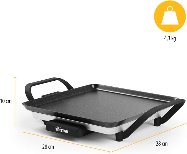 Tristar Tischgrill slim S - Eine Backfläche von 28 x 28 cm - Einstellbarer Thermostat - Antihaftbesc