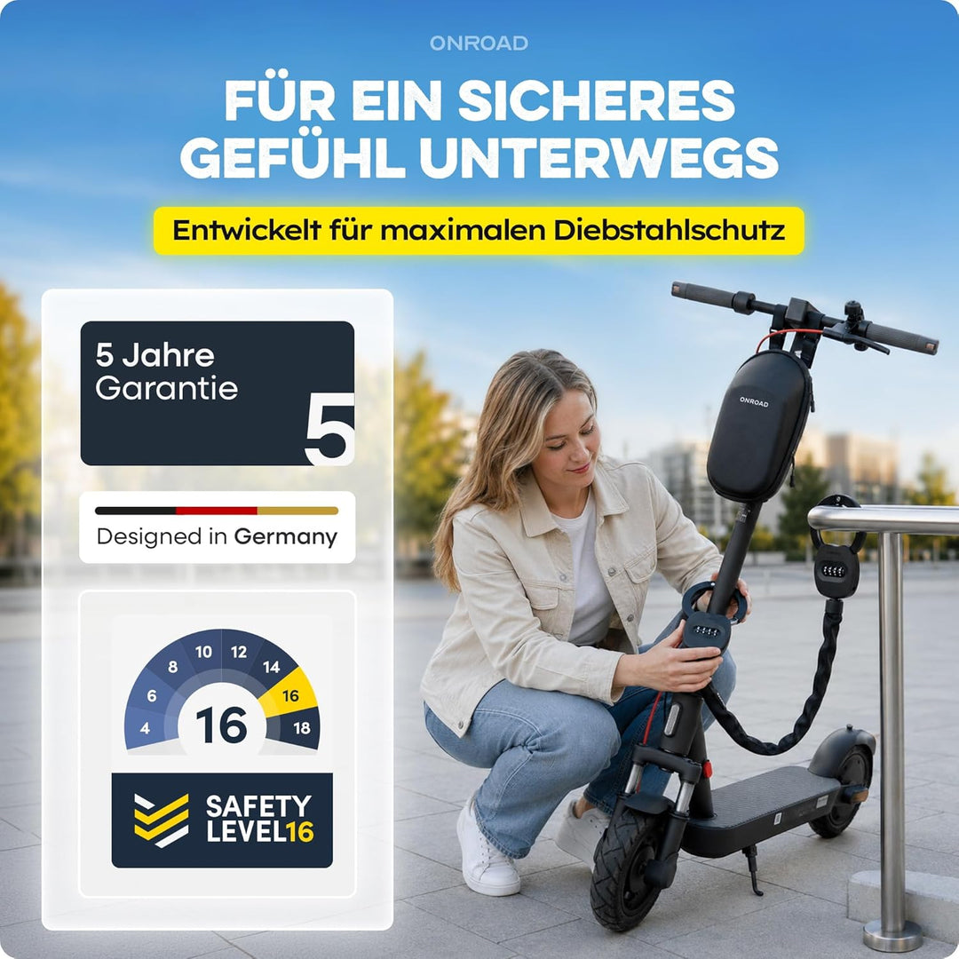E-Scooter Schloss mit Tasche SNAPSAFE - E-Roller Schloss mit Zahlencode inklusive Recovery Funktion