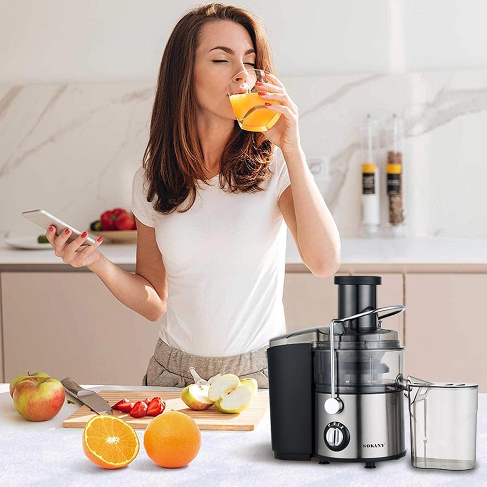 SOKANY 800W Entsafter Gemüse und Obst, Quick Juicer mit optimierter Saftausbeute, Grosse 65 mm Einfü