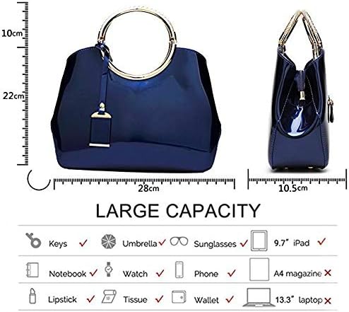 Damen Handtaschen, Damen Top Griff Taschen, Lackleder stilvolle Tote Schultertasche Handtasche für d