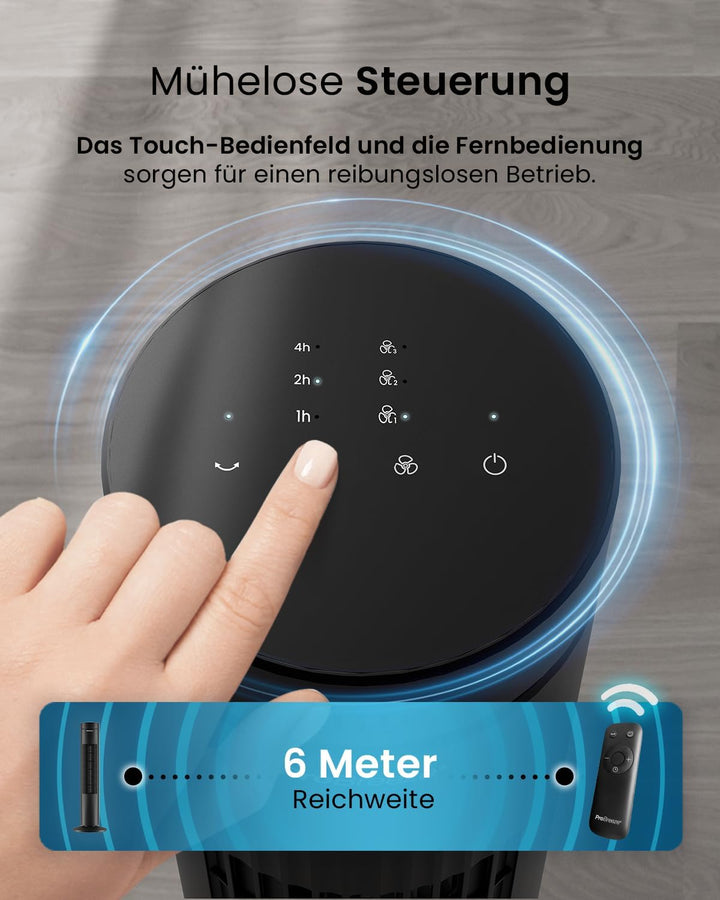 Pro Breeze Oszillierender Turmventilator - 76 cm Höhe, 70 Grad Oszillation, Säulenventilator mit 3 G