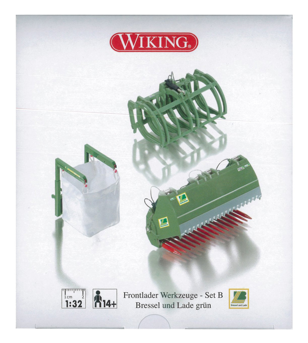 Wiking 077384 - Frontlader Werkzeuge Set B Bressel & Lade grün - 1:32