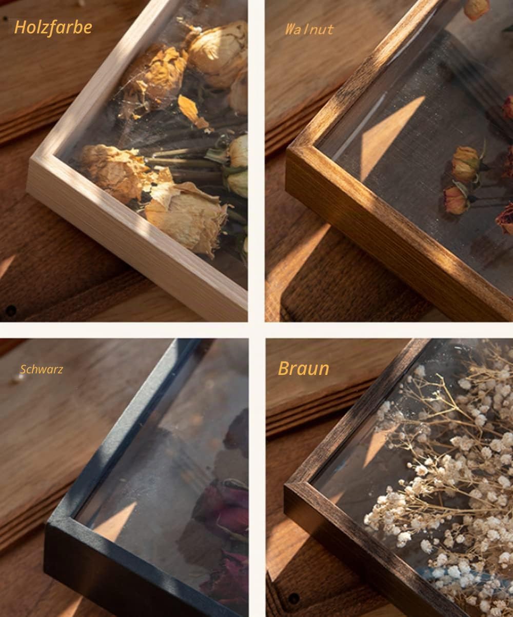 JOSON Bilderrahmen aus Holz, getrocknete Blumen, dekorativer schwimmender Bilderrahmen (20,3 x 25,4