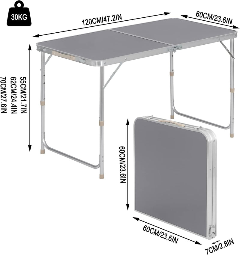 WOLTU Campingtisch Klapptisch Gartentisch Arbeitstisch Balkontisch höhenverstellbar Aluminium MDF Gr