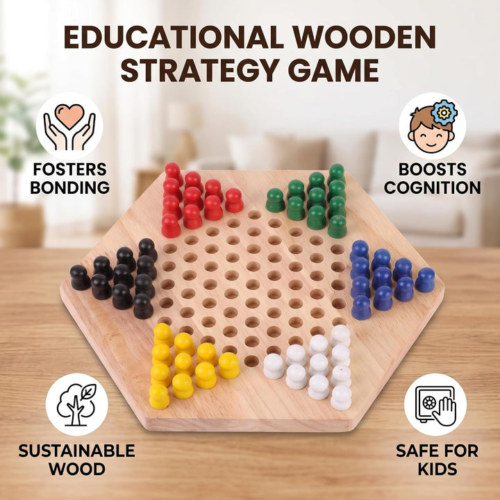 Tbest Holz Checkers, Indoor/Outdoor Bunte Checkers Set Kinder Pädagogisches Brettspiel Chinese Check