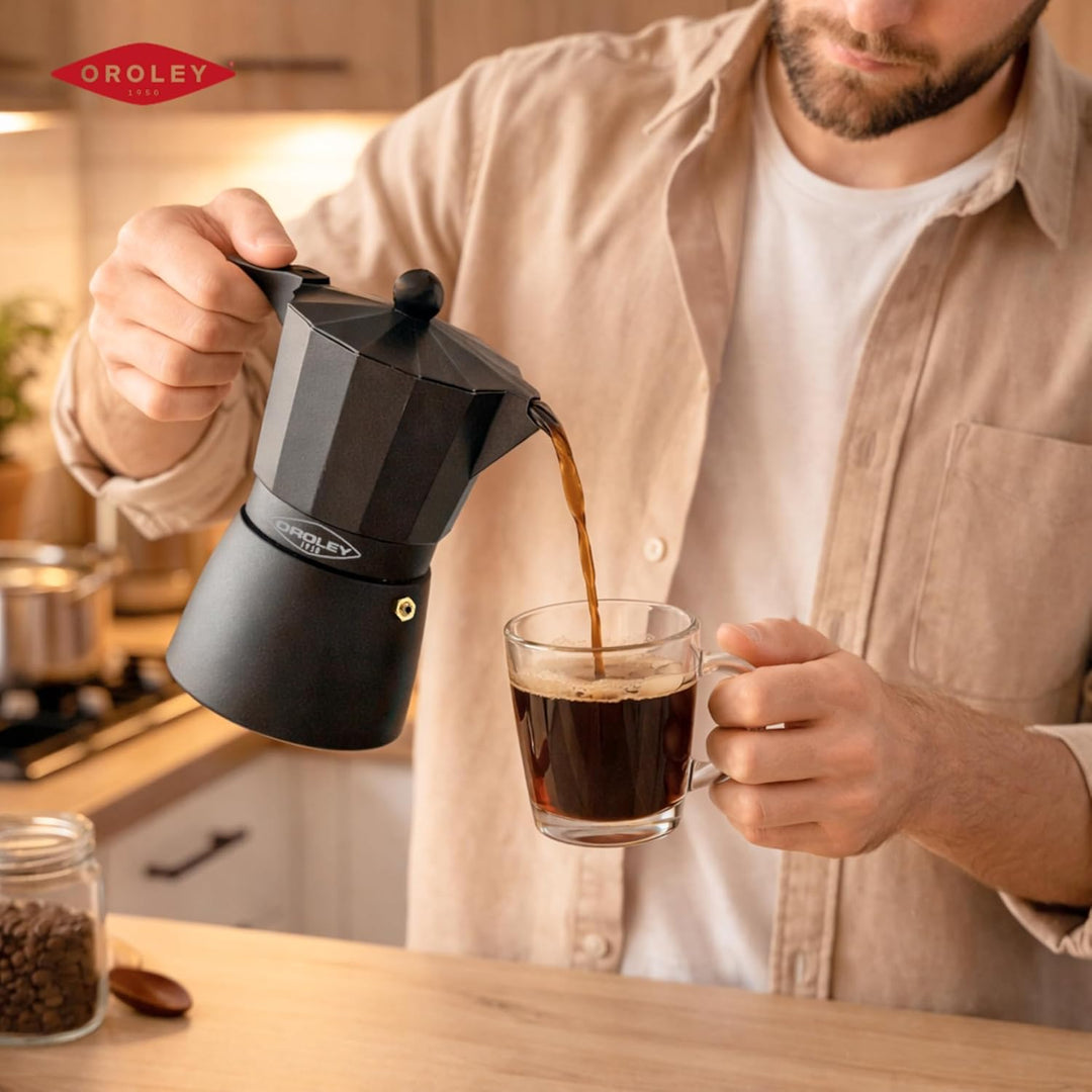 Oroley Touareg-Espressokocher, schwarz, Herd, für gemahlenen Kaffee, Espresso)