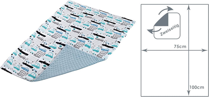 Medi Partners Krabbeldecke 100% Baumwolle 75x100cm doppelseitig multifunktional Minky Kuscheldecke f