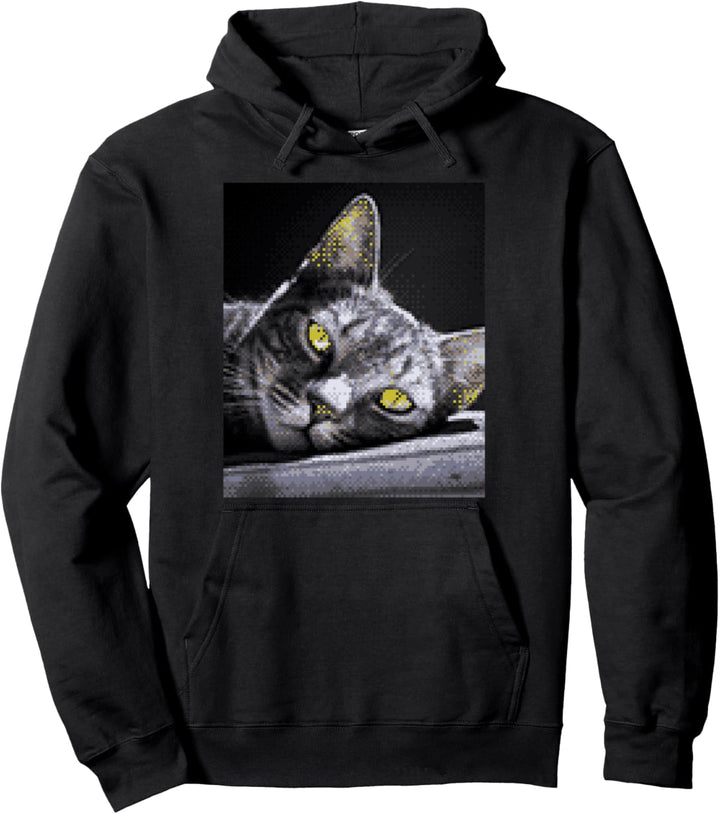 Warrior Pixel Cat Pullover Hoodie