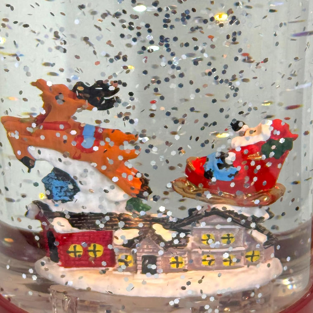MIJOMA Weihnachtliche LED Laterne Schneekugel aus Glas, Zauberhafter Schneewirbeleffekt, Warmweisses