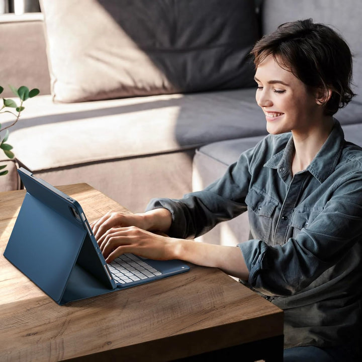 Vobafe Hülle mit Tastatur für iPad Air 13 Zoll 2025 M3/2024 M2, iPad Pro 12.9 (3. 4. 5. 6. Gen), QWE