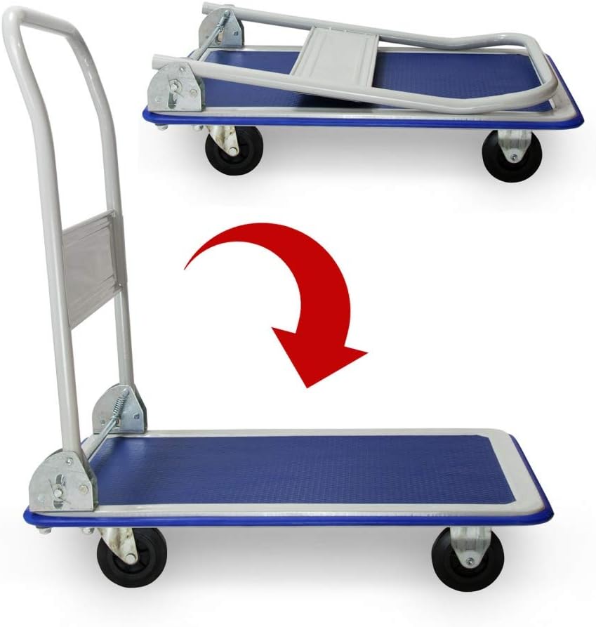 Grafner Industrie Plattformwagen mit pannensicheren Reifen, klappbar, 150 kg Tragkraft, Antirutsch-B