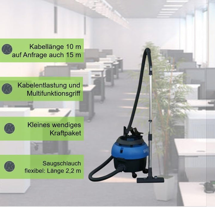 Cleanfix S10 Plus Staubsauger 850 Watt - Staubsauger mit Kabel (10m) blau, Trockensauger, Blau