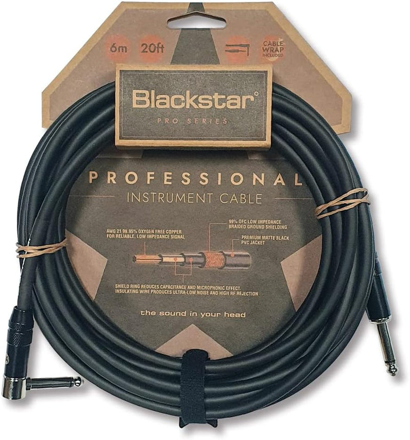 BLACKSTAR Pro Series Instrumentenkabel, gerade, 1/4 Zoll Klinke auf Winkel, 1/4 Zoll Klinke für Bass