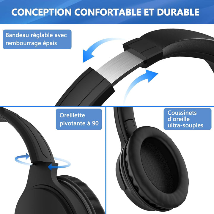 19.5 ft / 6 m extra long cable headphones for TV PC with volume control, spring spiral cable, 3.5 mm
