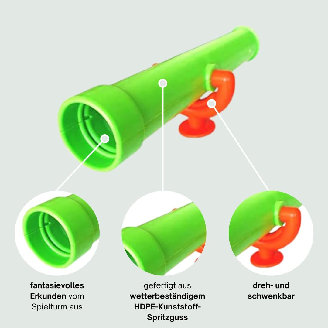 h2i Teleskop Spielturm & Spielhaus | Kinder-Fernrohr aus wetterfestem Kunststoff | ohne optische Ver