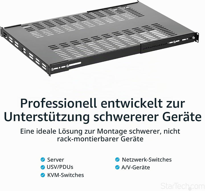StarTech.com 1HE einstellbares belüftetes Rack Fachboden - 150kg - 49,5 bis 97,4 cm einstellbare tie